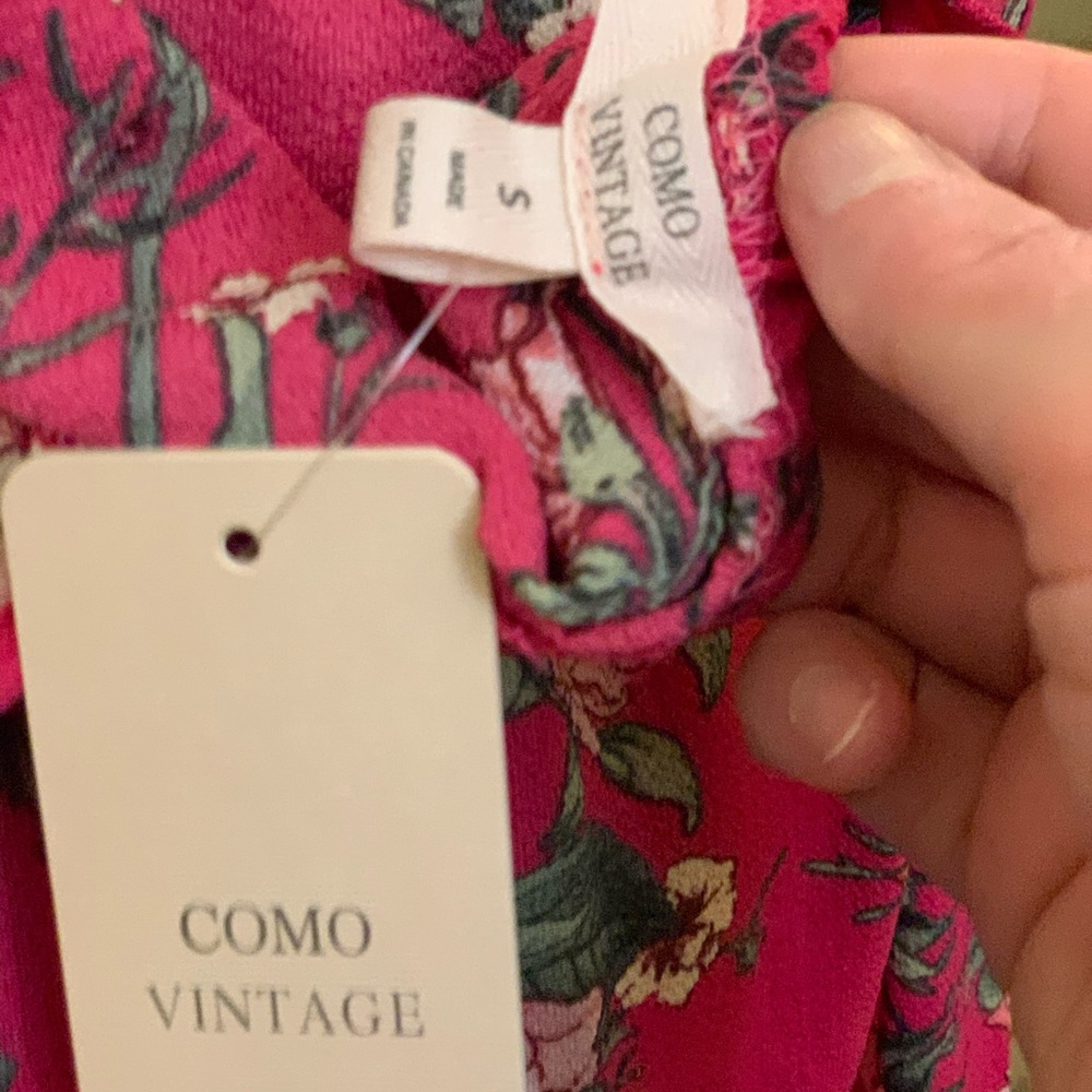 Como Vintage Fuschia Floral Sundress- Size Small - Picture 11 of 12